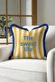 Mediterranean Coastal Luxury Fringed Pillowcase-Striped Blue Yellow Modern Navy Blue Tassel Throw Pillow Cover - 2