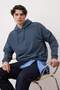 Indigo Oversize/Wide Cut Hooded Fleece Inside/Warm Sweatshirt Tmnaw23Sw00195