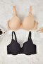 Siyah-Ten 2'li Paket Balenli T-Shirt Bra Büyük Beden Sütyen TBBAW26CW00007 - 2