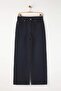 Koyu Mavi Yüksek Bel Paçası Kesikli Geniş Paça Wide Leg Jeans TWOAW26JE00089 - 5