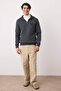 Antrasit Regular/Normal Kesim Dik Yaka Fermuarlı Pamuklu Geyik Nakış Sweatshirt TMNAW24SW00041 - 2