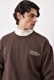 Kahverengi Oversize/Geniş Kesim Uzun Kol Yazı Nakışlı Sweatshirt TMNAW24SW00164 - 2