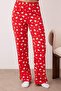 Red 100% Cotton Heart Tshirt-Pants Knitted Pajamas Set Thmaw24Pt00124 - 3