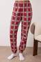 Kadın Bordo %100 Pamuklu Yılbaşı Temalı Ekoseli Örme Pijama Takımı THMAW26PT00170 - 5