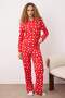 Red 100% Cotton Heart Tshirt-Pants Knitted Pajamas Set Thmaw24Pt00124 - 2