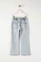 Mavi 100% Pamuk Çiçek Nakışlı Wide Leg/ Geniş Paça Kız Çocuk Jean Pantolon TKDAW26JE00011 - 4