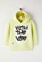 Yellow Cotton Printed Hooded Oversize Knitted Thick/Fleece Lined Unisex Sweatshirt Tkdaw26Sw00045 - 4