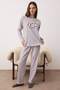 Gri Penguen Patchli Polar Örme Pijama Takımı THMAW26PT00193 - 2