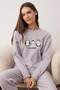 Gri Penguen Patchli Polar Örme Pijama Takımı THMAW26PT00193