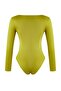 Yağ Yeşil Fitted/Vücuda Oturan Aksesuar Detaylı Çıtçıtlı Esnek Örme Body TWOAW26BD00004 - 6