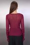 Plum Lace Sleeve and Collar Trim Garnish Knitwear Cardigan Twoss25Hi00009 - 4