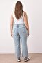 Açık Mavi Paçası Kesikli Yüksek Bel Straight Fit Büyük Beden Jeans TBBAW26CJ00039 - 4