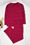 Burgundy Heart and Polka Dot Pattern Knitted Pajamas Set Tbbaw25Ai00065 - 3