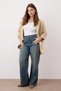 More Sustainable Blue Faded Effect Vintage Wash 100% Cotton Wide Leg Jeans Tbbaw26Cj00048