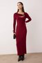 Burgundy Cut Out and Accessory Detail Bodycon Stretchy Maxi Knitted Dress Twoaw26El00246 - 4