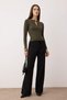 Khaki Fitted/Bodycon Accessory/Cut Out Detailed Long Sleeve Stretchy Knitted Blouse Twoaw26Bz00130 - 2