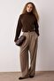 Kahverengi Wardrobe Essentials  Geniş Kalıp Yumuşak Dokulu Crop/Kısa Triko Kazak TWOAW26KZ00113 - 2