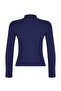 Navy Blue More Sustainable Fitted/Slim Fit Ribbed Stretch Knitted Blouse Twoaw26Bz00227 - 8