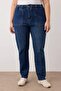 Mavi Yüksel Bel Beli Lastikli Büyük Beden Mom Fit Jeans TBBAW26CJ00020 - 3