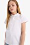 Girls' Polo Neck Basic Plain Cotton Short Sleeve School T-Shirt (25 Au)