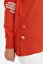 Women's Crew Neck Seamless Glitter Blouse with Buttons on the Side Orange - 5