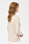 Women's V-Neck Sleeves Buttoned Glitter Blouse Beige - 7