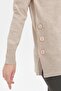 Women's Crew Neck Seamless Side Button Lurex Blouse Beige/Melange - 2