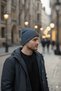 Men's Winter Leather Label Detailed Indigo Wool Beret - 4