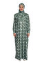 Magnolia Patterned Self Hijab Prayer Dress - Batwing Sleeves, No Zipper, Four Seasons - Khaki