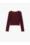 Slim Fit Crew Neck Tank Top Detailed Lace Ribbed Long Sleeve T-Shirt - 4