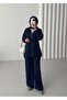 Women's Navy Blue 100% Cotton Hooded Top and Bottom Set |   Oversize Comfortable Fit |   Suitable for 4 Seasons - 2