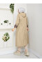 Leopard Printed Li Bondit Fabric Hooded Hijab Trench Coat with Elastic Waistband Rc1205010 - 5