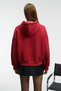 Rhovara Women's Oversize Hooded Red Sweatshirt with Print and Embroidery Detail - 6