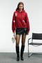 Rhovara Women's Oversize Hooded Red Sweatshirt with Print and Embroidery Detail - 2