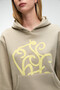 Lioraen Women's Printed Relaxed Kangaroo Pocket Hooded Stone Color Sweatshirt - 5