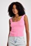 Women's Square Neck Sleeveless Crop Knit Blouse - 5