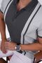 Smoked Gray Double Color Men's Polo Neck T-Shirt - 2