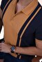 Navy Blue Mustard Double Color Men's Polo Neck T-Shirt - 2