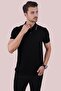 Black Gray Collar Striped Men's Polo Neck T-Shirt - 3