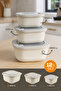 12-Piece 4X(600-1100-1800 ml) Special Storage Container Set with Vip Lids, Suitable for Microwave and Refrigerator, Beige