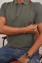 Khaki Tan Collar Striped Men's Polo Neck T-Shirt - 6