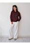 Una Fiaba - Women's Three-Button Shirt Collar Knit Sweater with Bordure Stripes - 3