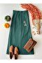 Emerald Green Stamped Long Skirt - 4