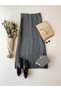 Anthracite Colored Stitched Long Skirt - 5