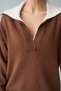 Women's Brown V-Neck Knitwear Blouse - 3