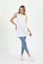 Women's White Color Lycra Crepe Fabric Zero Sleeve Underwear Short Dress - 3