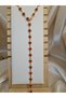 Gold Color Red Heart Shape Stone Detail 316L Steel Y Model Necklace - 5