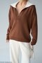 Women's Brown V-Neck Knitwear Blouse - 2