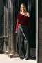 Claret Red Boat Neck Long Sleeve Women's Bodysuit Sh201