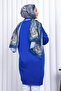 Cobalt Blue Crew Neck Mercerized Loose Knitwear Tunic - 4